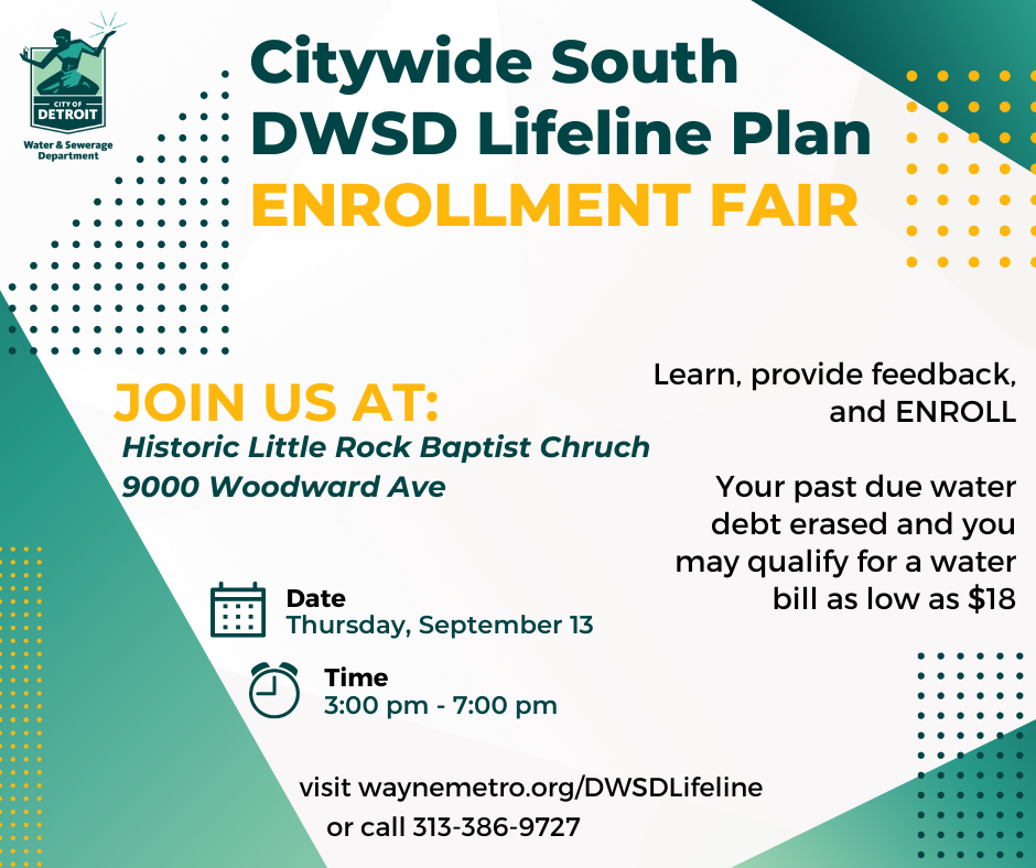 Citywide South DWSD Lifeline Plan Enrollment Fair | City Of Detroit